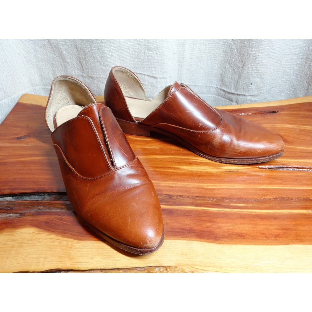 Nisolo d'Orsay Oxford Flats Women 9.5 Brandy Leather Pointed Toe Slip On Loafers